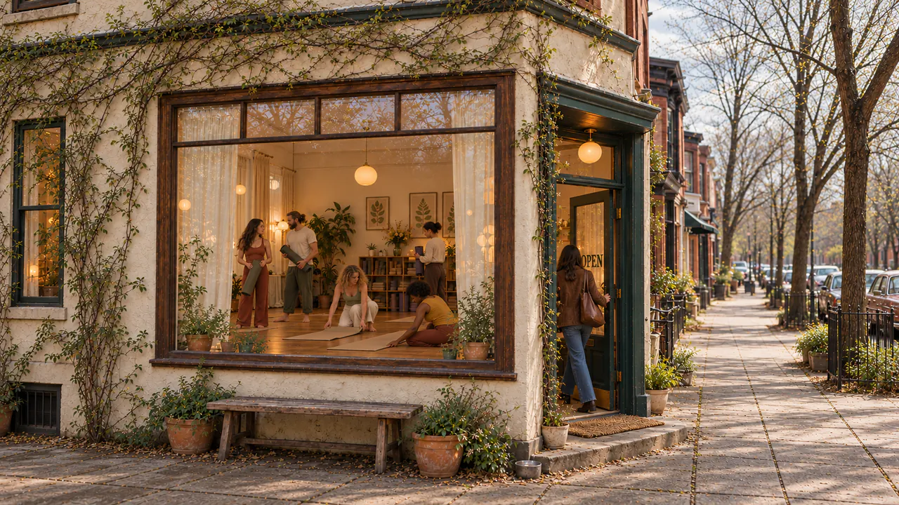 Après-midi de début de printemps, une femme qui franchit la porte, d’autres qui déroulent leur tapis à l’intérieur